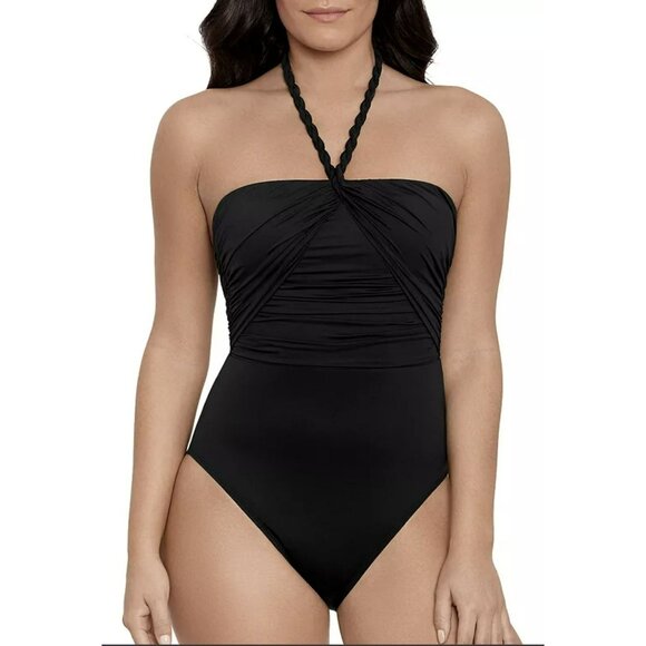 Ralph Lauren Sz 16 Black One Piece Swimsuit Bathing Suit Swimwear NWT - Picture 1 of 8